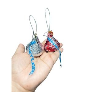 Vintage Hershey's Kisses Hallmark Christmas Tree Ornaments -, silver, red